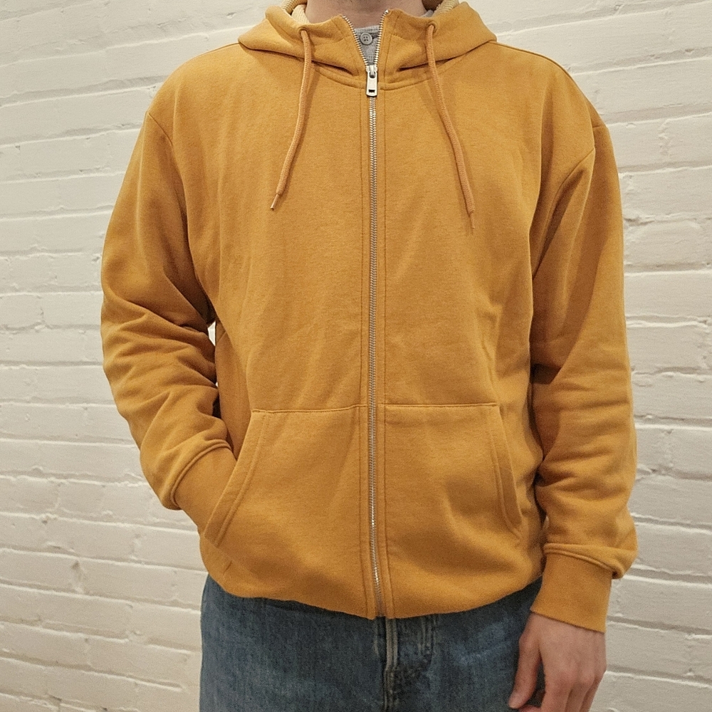 Levi's relaxed fit, zip hoodie in spruce yellow. Size medium.